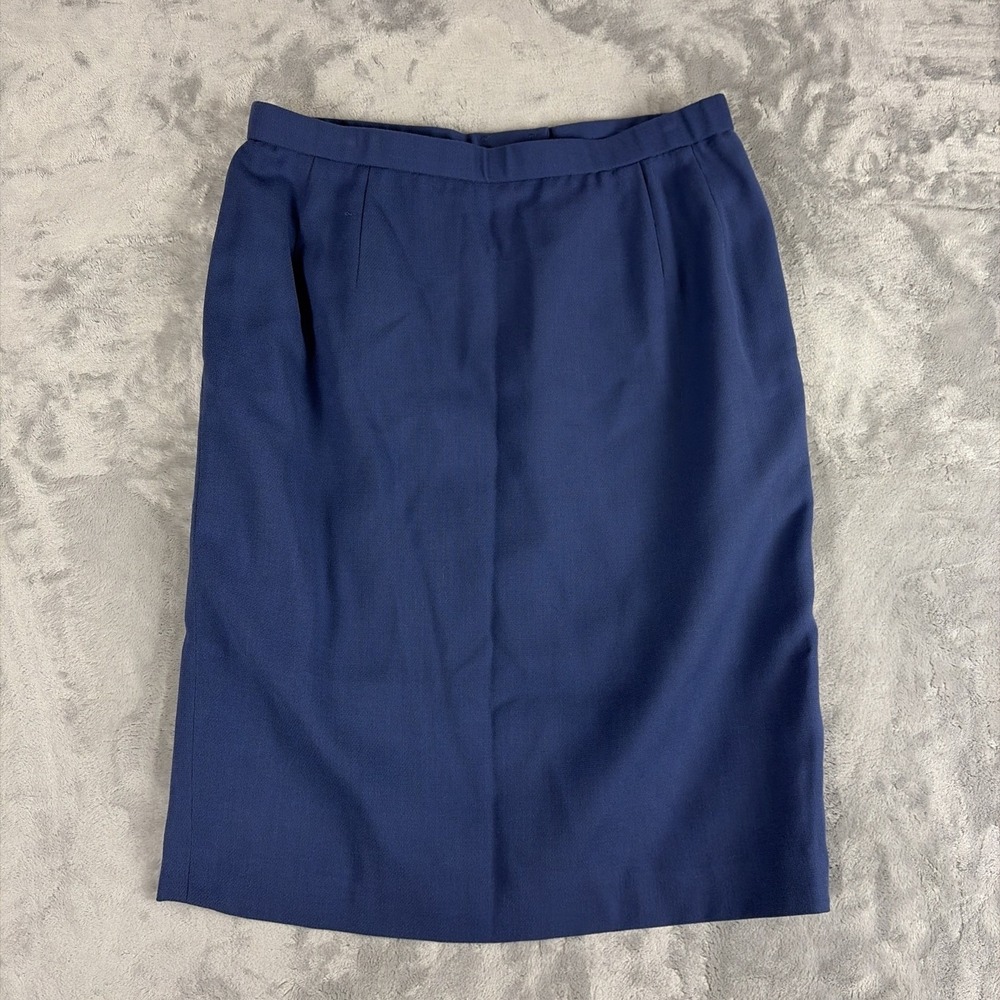 Classiques Entier Pencil Skirt Size 16 Blue 100% Pure Wool Made in Japan